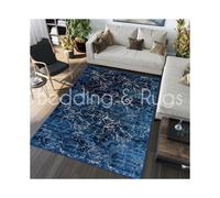 (Navy, 160x230) Luxury Metallic Marble Effect Rug - Non-Slip, Soft & Machine Washable