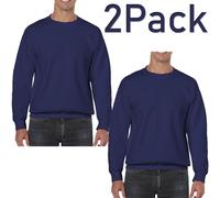 True Face Mens Sweatshirts Plain Workwear Pack of 2 Casual Crew Neck Jumper Fleece Sweater Sports Leisure Pullover Top Navy - 2 Pack XXL