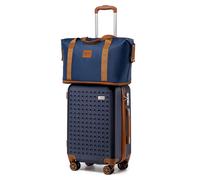(Navy) 3 Pcs ABS Hard Shell ABS Suitcase With Travel Bag And Toiletry Bag