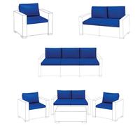 (Navy, 3 Seater Sofa - 6 Pieces) Keter Cushions Patio Garden Pads Rattan Furniture