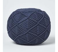 (Navy, 35 x 40 cm) Crochet Knitted Pouffe