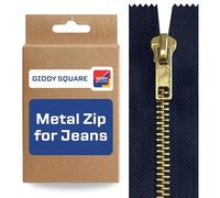 Navy 5" / 12.5cm Jeans Zip - Metal Tooth Replacement for Denim | Brass teeth, polyester tape, ideal for trousers, purses, bags, pouches & jackets, easy to sew, smooth slider