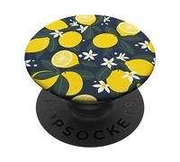 Navy - Amalfi Lemon Blossom Summer Citrus Fruit Pattern PopSockets Swappable PopGrip