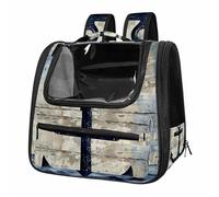 Navy Anchor Vintage Modern (2) Breathable Cat Carrier Backpack - Lightweight Pet Travel Bag for Kitties, Small Dogs & Puppies | Airline-Approved, Anti-Escape Design