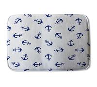 Navy Anchors On White Soft Bathmat Benjamin Tate Design White One Size