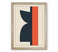 Navy and Coral Form Geometric Framed Wall Art Print A2 (59.4×42cm) Oak, Wall Decor for Living Room, Bedroom, Office & Home, Ready to Hang, Art Gift