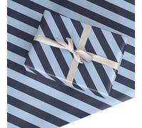 Navy and Light Blue Striped Wrapping Paper - Elegant Premium Gift Wrap for Men, Dads and Grandad, Diagonal Stripe Present Wrap for Birthday, Retirement and Father's Day - Dyefor - 6 Sheets (50x70cm)