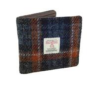 Navy and Orange Rust Tartan Check Harris Tweed Mens Gents Mull Wallet