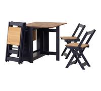 Navy and Pine Drop Leaf Dining Table Set with 4 Chairs - Seats 4 - Santos