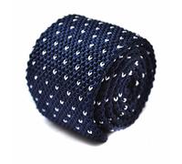 Navy and white spotted knitted tie for men, 147cm slim 5cm width, textured necktie with soft finish, perfect for weddings, business wear, formal events, office looks, smart and modern