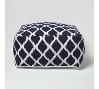 Navy and White Square Beancube Diamond Ikat Design with Filling