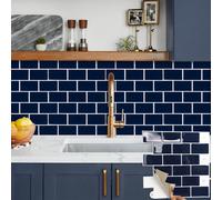 (Navy Blue) 10 Pcs Brick Shaped Peel and Stick Wall Tile Stickers