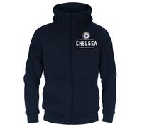 (Navy Blue, 2XL) Chelsea FC Official Football Gift Mens Fleece Zip Hoody