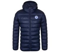 Chelsea FC Official Football Gift Mens Quilted Hooded Winter Jacket Navy XXL