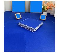 Navy Blue 30x30cm Cotton Hemp Interlocking Carpet Tiles Soft Shaggy Foam Padded Puzzle Floor Mats for Kids' Playroom & Nursery Set of 10