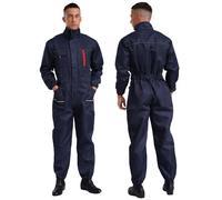 (navy blue, 3XL) Men One Piece Work Overalls Wear-resistant Mechanics Jumpsuit Long Sleeve Navy Coveralls