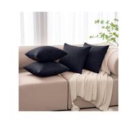 (Navy Blue) 4 Pack Stripe Velvet Filled Cushion Covers 45x45cm- Cushion Covers with Cushion Pads Complete Set UK