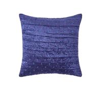 Crushed Velvet Cross Stich Cushion Cover - Navy Blue / 40cm