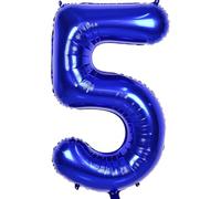 Navy Blue 5 Balloons, 40 Inch Large Foil Balloons Number 5 Dark Blue, Self Inflating Helium Balloons Number 5 for Boys Men Women Birthday Party Football Party Decorations Supplies (Navy Blue#5)