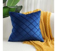 (navy blue, 55X55cm) NEW Velvet Checked Solid Cushion Cover Tartan Pillow Case 40cm/45cm/50cm/55cm/60cm