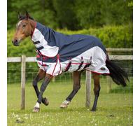 Gallop Equestrian Combo Full Neck Lightweight Horse Fly Turnout Rug, UV Protect, Waterproof (6'6'', Navy / White)