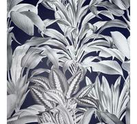 (Navy Blue 909501) Arthouse Greenhouse Plants Leaves Wallpaper Tropical Jungle Forest Foliage Roll