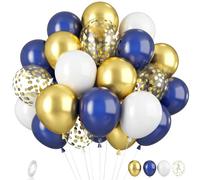 Navy Blue and Gold Balloons, 35 PCS Blue and Gold Balloons, Gold Confetti Balloons Navy Blue Gold Latex Balloons for Boys Birthday Baby Shower, Wedding Anniversary Party Supplies