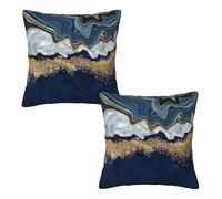 Navy Blue and Gold Marble Pillow Covers 20x20 Set of 2, Navy Blue Grey Gold Abstract Throw Pillow Covers Outdoor Decorative Pillow Case for Couch Bed Sofa Cushion Home Decor