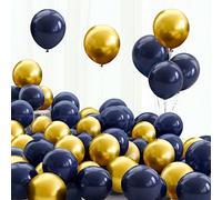 Navy Blue and Gold Metallic Balloons, 30pcs 12 Inch Thick Chrome Inflatable for Birthday, Wedding, Baby Shower, Festival, Carnival Party Decorations