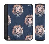 Navy Blue and Rose Gold Lion Blue and Gold 2 Pack car Shoulder Pads for seat Belts Stop seat Belt Cutting into Neck for Airplane forro para cinturon de seguridad