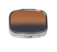 Navy Blue and Rust Brown Digital Herringbone,Meta Pill Box 2 Compartment Medicine Case,Portable Organizer
