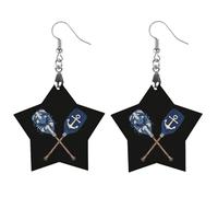Navy Blue And White Oar Wood Earrings Personalized Dangle Earring Pendants Charms for Woman Jewelry