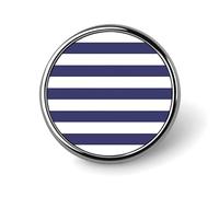 Navy Blue And White Stripe Round Badge Pin Memorial Jewelry Gifts Metal Brooch Button for Clothing Accessory