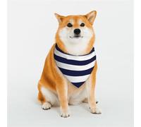 Navy Blue and White Stripes Pattern Dog Bandanas, Comfortable Cotton Triangle Bibs Scarfs for Dogs Or Cats, Cute Pet Kerchief for Small Medium Large Dogs-Large