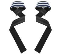 Navy Blue and White Stripes Weight Lifting Straps 26" Neoprene Padded Working Out Gym Accessories for Weightlifting, Bodybuilding, Powerlifting & Deadlift venda para muneca de la mano