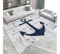Navy Blue Area Rugs Wood Grain Anchor Washable Rug 60 X 90 Cm Non-Slip Soft Accent Carpet For Living Room Bedroom Home Office Kitchen Decor,60 X 90 Cm
