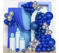 Navy Blue Balloon Arch Kit, 106Pcs Dark Blue and Silver Balloons Dark Navy Balloons with Metallic Silver Helium Latex Balloons for Boy Men Birthday Wedding Space Party Graduation Decor