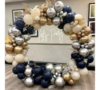 Navy Blue Balloon Arch Kit, 151pcs Blue Gold Balloon Garland kit, Blue Gold Silver Birthday Balloons Arch for Men Boys Birthday Party Decoration,Baby Shower,Wedding,Graduation,Anniversary,Space Party