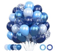 Navy Blue Balloons 60pcs, Baby Blue Balloons for Boy Birthday Decorations