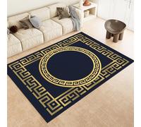 Navy Blue Bedroom Carpet geometric Greek key textures 3D Printing Machine Washable Rug for Living Room Bedroom Dining Room Farmhouse Laundry Room Bathroom Area Rugs 80 x 150cm