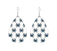 Navy Blue Beige Crab Leather Earrings Fashion Dangle Earrings Creative Hanging For Daily Beach Women