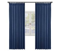 Navy Blue Blackout Curtains 96 Inches Long Thermal Insulated Pinch Pleat Drapes for Bedroom 100W x 96L Room Darkening Window Treatments Elegant Home Decor 1 Panel