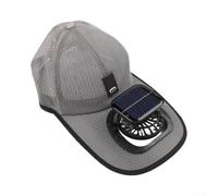 Navy Blue Breathable Solar Fan Sunhat Featuring Adjustable Airflow For Hiking, Uv Protection Mesh Baseball Cap With Usb Rechargeable Cooling System And Secure Fit For Hot Summer Days(dark gray)
