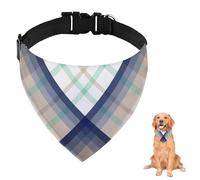 Navy Blue Brown Plaid Dog Bandana with Adjustable Strap D Ring Dog Scarf Pet Bibs Triangle Bandanas for Dogs Accessories Puppy Dogs Cats Decor Machine Washable