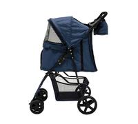 Monster Shop Monstershop Pet Stroller with Rain Cover & Caddy Bag - Navy Blue, Blue