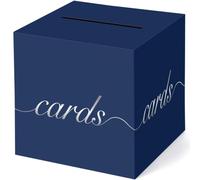 Navy Blue Card Box Silver Foil Wedding Favors Gift Card Boxes Post Box Receiving Money Holder for Wedding Reception, Baby Showers, Anniversary, Birthday Party, Retirement, Graduation Envelope Holder