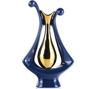 Navy Blue Ceramics Vase for Home Decor,Modern Blue Gold Vase,AbstractFlowers Vase Modern Navy Blue Decor,Home Decoration for Kitchen Table, Living Room Side Table, Fire Place or island Bookshelf Decor