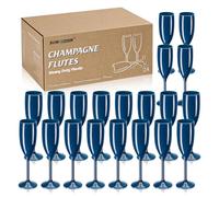 Navy Blue Champagne Flute Acrylic Champagne Glasses Wedding Toasting Champagne Flute Goblet Plastic Reusable Unbreakable Champagne Cups for Bachelorette Wedding Bridal Shower Party (Navy Blue, 24)