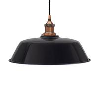 Navy Blue Chancery Painted Dome Pendant Light With Antique Copper Lamp Holder And Black Twisted Cable - Se Home