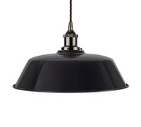 Navy Blue Chancery Painted Dome Pendant Light With Black Nickel Lamp Holder And Brown Twisted Cable - Se Home